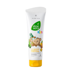LR Aloe Vera Kids Jungle Friends 3 en 1 - Gel de ducha, champú y acondicionador infantil con Aloe Vera, aroma tropical y fórmula suave para el cuidado diario de la piel y el cabello.