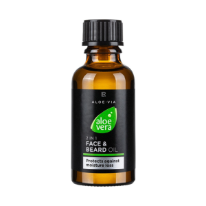 Aceite nutritivo 2 en 1 con aloe vera para hidratar y proteger la piel y barba.