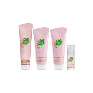 Pack Cherry Bloom con limpiador, crema, mascarilla y gel iluminador LR Aloe Vera